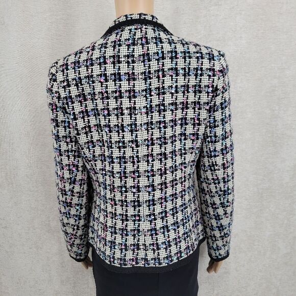 Giancarlo Ferrari Women's Tweed Blazer - Black White Pastel Pink Purple Blue - Picture 6 of 12